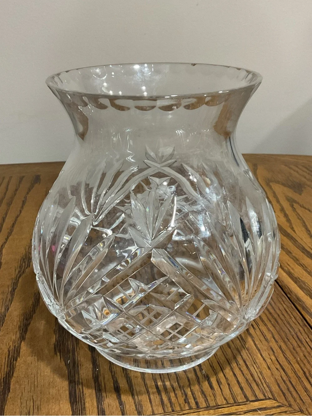 Beautiful Clear Cut-Glass Hurricane 2piece Vase with Blue Candle & Potpourri